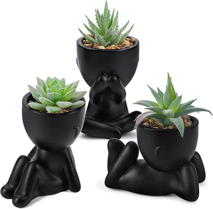 Der Rose 3 Pack Fake Plants Artificial Succulents Plants for Room Bathroom Home Office Desk Accessories Decor