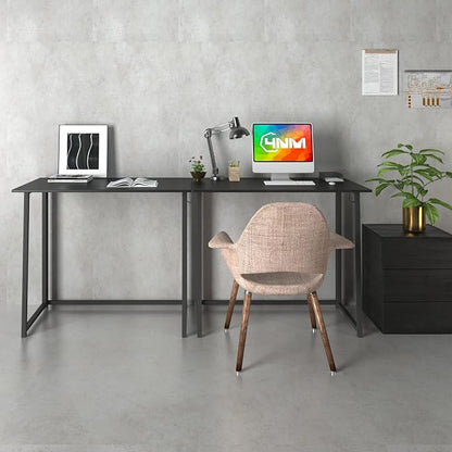 4NM 31.5" Small Folding Desk, Foldable Computer Home Office Desk, Study Writing Table for Small Space Saving Bedroom, Easy Assembly - All Black