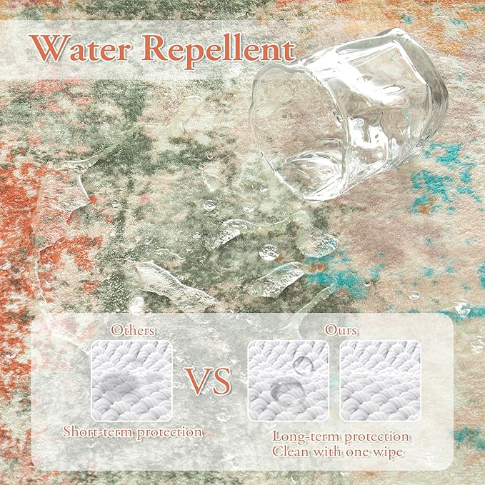 Lahome Abstract 6x9 Area Rugs for Living Room, Machine Washable Ultra Thin Bedroom Rug Stain Resistant, Low-Pile Soft Indoor Modern Colorful Large Throw Carpet for Office Dining Room