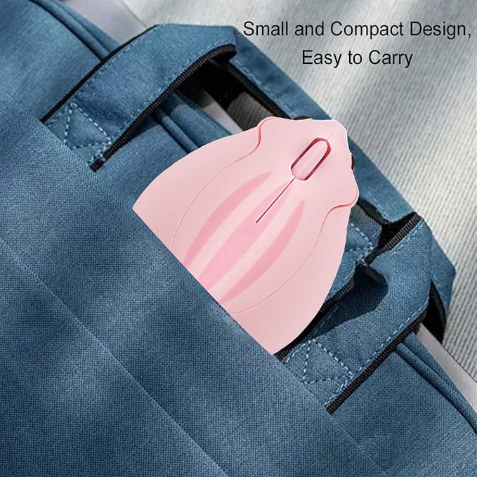 CHUYI Cute Animal Hamster Shape Wireless Silent Mouse Cartoon Mini Portable Travel Mute 1200DPI Novelty Optical Unique Small Cordless Quiet Mice for Computer Laptop PC for Kids Gift (1 Pack-Pink)