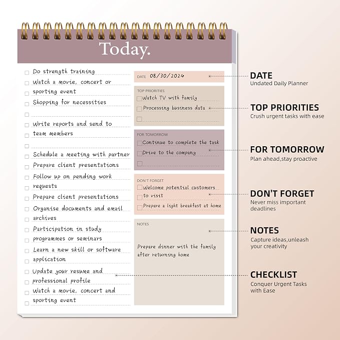 To Do List Notepad - Daily Planner Notepad Undated 52 Sheets Tear Off, 6.5" x 9.8" Checklist Productivity Organizer with Hourly Schedule for Tasks(3 Pack)
