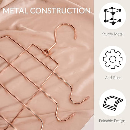 ZEDODIER 4 Pack Tank Top Hanger Space Saving, Bra Hangers for Closet Organizer, Hanging Bra Organizer Tank Tops Holder with 32 Hooks, Closet Organizers and Storage Small Space Solutions, Rose Gold