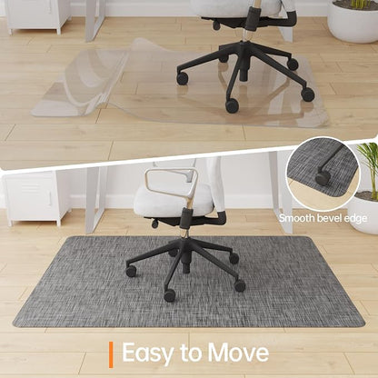 Office Chair Mat, 46" x 60" Computer Chair Mat for Hardwood Floor, Non-Curve Anti Slip Hard Floor Protector for Rolling Chair, PVC Mat Desk Rug for Home Office