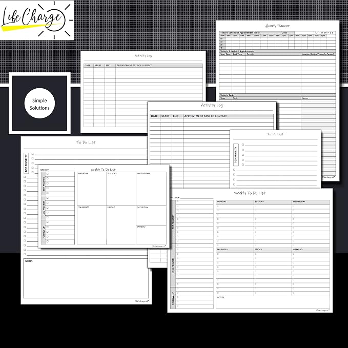 Life Charge Hourly Planner Notepad for Work, Daily Schedule with Time Blocking, Task List & Notes, 60 Pages, 8.5 x 11 Letter