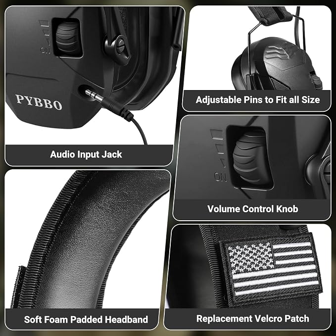 Electronic Shooting Ear Protection w/Gel Pads, 23dB NRR Active Noise Reduction & 3X Amplification Headset for Shooters