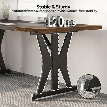 Bestier 70 Inch Large Executive Desk, Modern Simple Computer Office Desk with Thickened Desktop, Wood Metal Conference Room Table for Home Office, Business & Writing, Rustic Brown