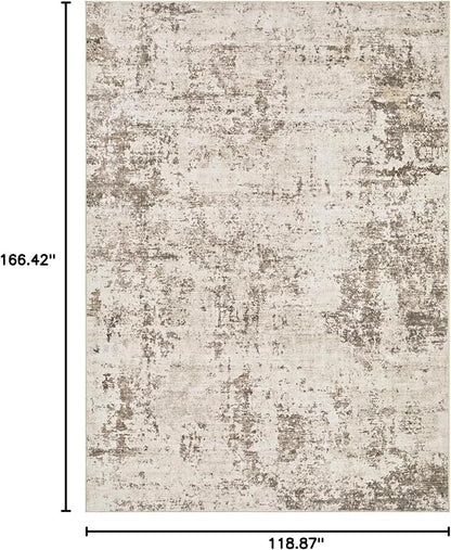 UERMEI 10x14 Washable Area Rug - Neutral Modern Abstract Living Room Rugs, Non-Slip Soft Large Indoor Floor Carpet for Bedroom Home Office & Under Dining Table Decor, Dark Brown