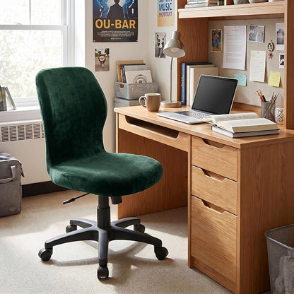 Deisy Dee Velvet Stretch Armless Office Chair Covers - Colorful Stretch Slipcover for Desk Chairs (Kelly)