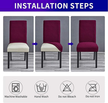 Stretch Chair Covers for Dining Room Set of 2, Removable Washable Dining Room Chair Covers, Dining Chair Slipcovers Seat Protector, Great for Home Upholstery and Banquet (Burgundy, 2 Pack)