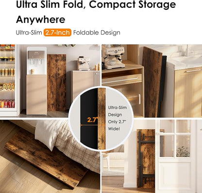 Need 35.8 Inch Folding Desk for Small Spaces, Home Office Computer Desk with Wood Top & Black Frame, Foldable Writing Table for Study, Bedroom, Dorm Room & Student, Rustic Brown