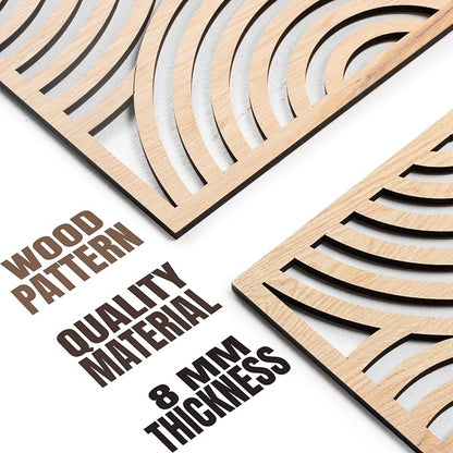 qmmp Modern Wooden Wall Sculptures - Set of 3 - Home Decor Accent - Large Wall Art for Living Room, Bedroom, Office - Easy Installation (Oak, Large - Orbit)