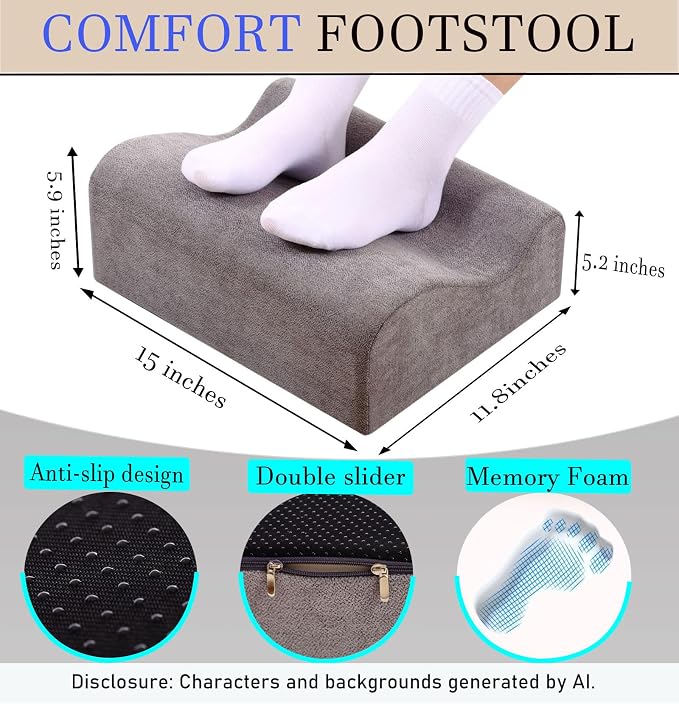 Work Foot Rest Under Desk,Comfort Foot Rest for Couch | Foot Rest For Under Desk at Work,At Soft Ergonomic Footrest,Support Foot Pillow,Heel Chair,Leg Elevation Pillow Dark gray