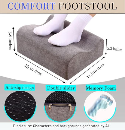 Work Foot Rest Under Desk,Comfort Foot Rest for Couch | Foot Rest For Under Desk at Work,At Soft Ergonomic Footrest,Support Foot Pillow,Heel Chair,Leg Elevation Pillow Dark gray