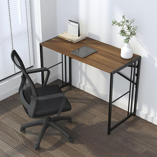 Lutown-Teen Folding Computer Desk 40 inch Writing Gaming Computer Camping Table, No Assembly Required Home Office Desk, Espresso