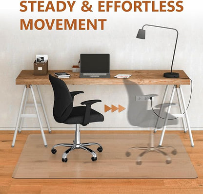 Office Chair Mat, 46" x 72" Clear Computer Desk Chair Mat for Hardwood Floor, Easy Glide Plastic Mat for Under Office Chairs on Hardwood for Work & Home