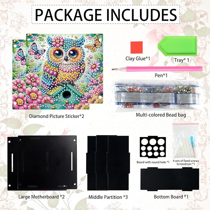 DIY Diamond Painting Kit，Animal Owl Special Shape diamond painting pen holder, Acrylic Daily Office Desktop Decoration Storage Item