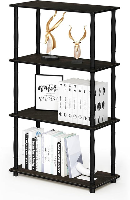 Furinno Turn-N-Tube 4-Tier Multipurpose Shelf Display Rack, Classic Tubes, Espresso/Black