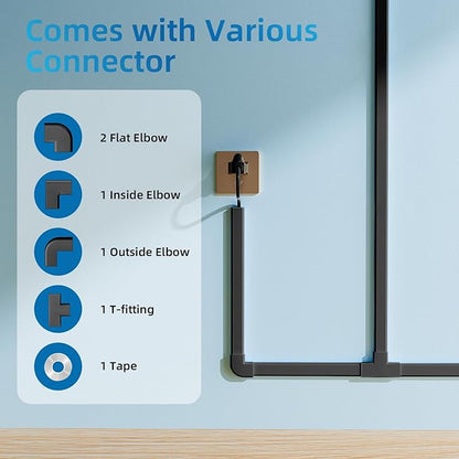 Yecaye 142in Wall Cord Hider for 2-3 Cords, On-Wall Cord Cover Channel, Cable Concealer, Cable Cover Cords Management for Home Office, W0.94in H0.47in, Black