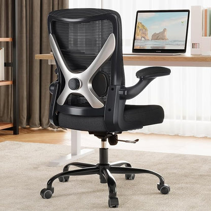 Ergonomic Office Chair - X-Shaped Computer Desk Chairs Comfy, Mesh High-Back Gaming Chair with Adjustable Lumbar Support, Executive Task Chair for Adults, Comfortable for Long Hours, Black, Pack of 2