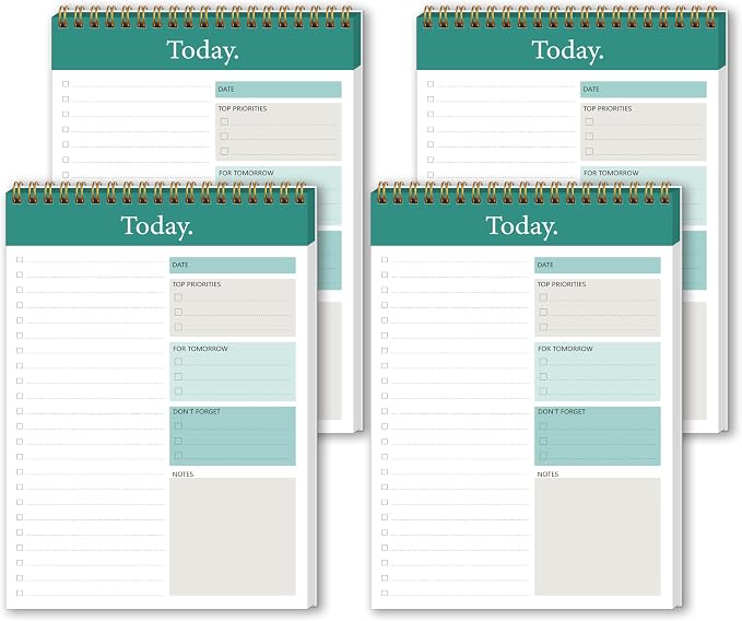 GOLDPEI To Do List Notepad - Daily Planner Notepad Undated 52 Sheets Tear Off, 6.5" x 9.8" Planning Pad Checklist Productivity Note Pad for Work and Personal Organized (4 Pack)