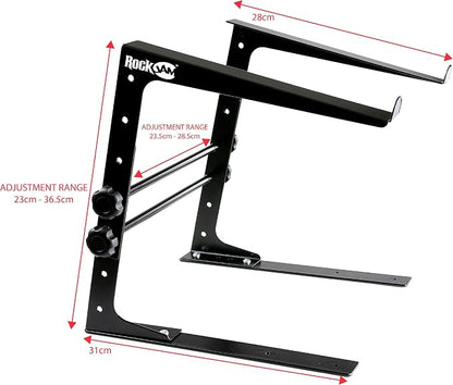 RockJam Portable DJ Laptop Stand with Adjustable Height, Anti-Slip Design, Works for Laptops, Controllers & CD Players (Pack of 5)