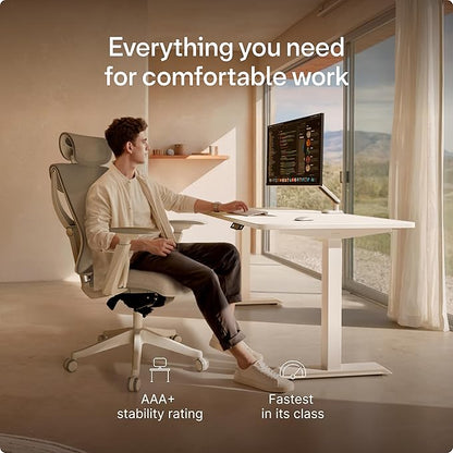 Desktronic HomeOne Standing Desk 54x28 — Ergonomic Sit Stand Home Office Desk, Made in Europe, Electric Dual Motor Height Adjustable, USB & USB-C Charging, Wobble-Free, Touchscreen, 3 Memory Presets