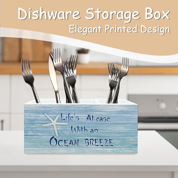 Coastal Beach Pen Pencil Holder for School Home Office Desk, Beach Decor Wooden Pencil Holder Sign Organizer for Home Office Desk Accessories, Coastal Gifts for Women Men