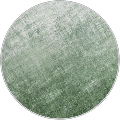 Lahome Abstract Green Round Rug 4ft Round Area Rug, Boho Washable Soft Rugs for Bedroom Circle Entryway Rug, Modern Ombre Non-Slip Carpet for Nursery Living Room Decor(4ft-Round,Green)