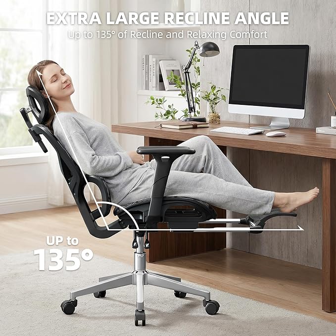 Office Chair with 3D Adjustable Lumbar Support,Ergonomic Computer Chair,Adjustable Headrest and Armrests, 400lbs Capacity,Tilt-Swivel,Premium Mesh Desk Chair for Office,Home & Gaming (Dark Gray)