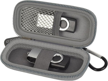 USB Flash Drive Case, SD Card Holder Compatible with Thumb Drive, Memory Cards, SDXC SDHC Storage Bag, Electronic Accessories Organizer for SanDisk for Samsung for Inland (Dark Grey)