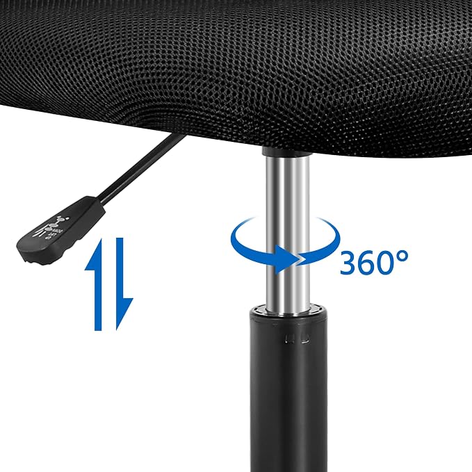 Topeakmart Armless Office Chair, Adjustable Swivel Mesh Computer Study Chair for Small Spaces, Black
