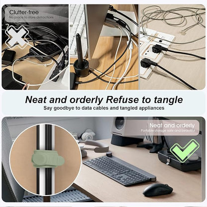 Silicone Cable Ties Cord Organizer for Cable Management, 16PCS 4.2" and 7.1" Reusable Cable Organizer Electronic Accessories for Home, Office, Kitchen, School, Travel (Green)