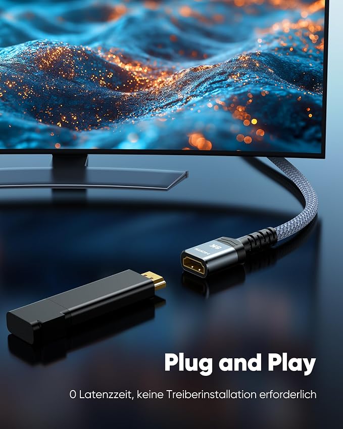 Highwings 8K 4K HDMI Extender Cable, Short HDMI Extension Cable 2.1 4K@30Hz/ 60Hz/ 120Hz, Ultra high Speed HDMI Adapter Male to Female Compatible with PS5 Roku Stick Blu Ray Player HDTV Laptop 5FT
