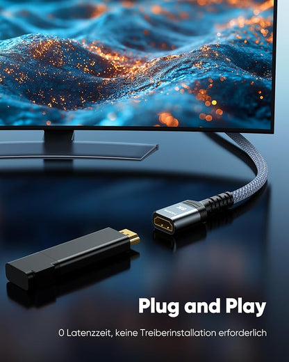 Highwings 8K 4K HDMI Extender Cable, Short HDMI Extension Cable 2.1 4K@30Hz/ 60Hz/ 120Hz, Ultra high Speed HDMI Adapter Male to Female Compatible with PS5 Roku Stick Blu Ray Player HDTV Laptop 6.6FT