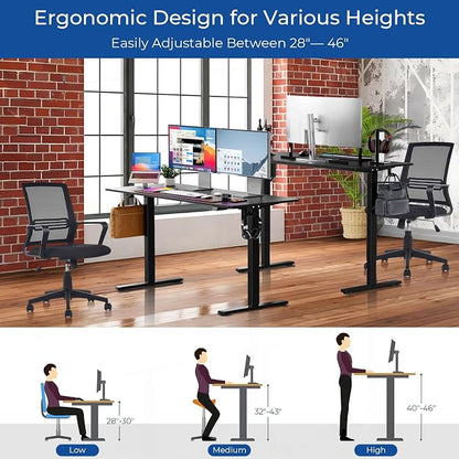 Our Modern Space Height Adjustable 55" Electric Standing Desk - Upgraded Ultra Durable Home Office Large Rectangular Computer or Laptop Sit Stand Workstation - 55 x 24 Inch