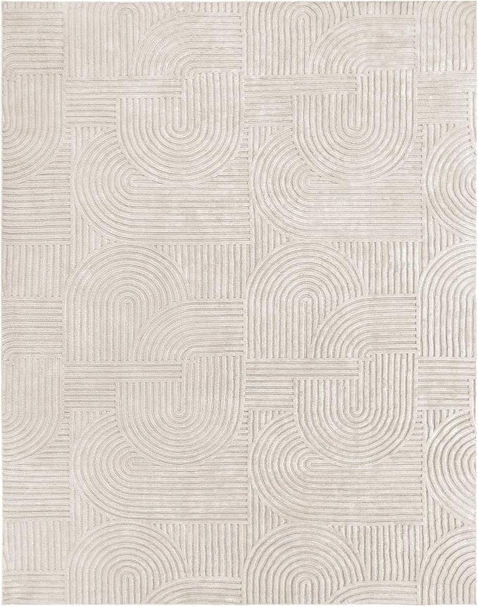Pauwer 8x10 Washable Area Rugs for Living Room Modern Beige Solid Color Soft Fluffy Rugs for Bedroom Non Slip Boho Accent Indoor Mat Floor Carpet Cover for Kids Room Dining Room Kitchen Office