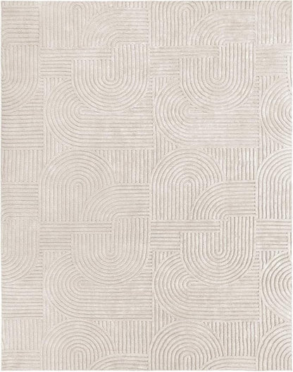 Pauwer 8x10 Washable Area Rugs for Living Room Modern Beige Solid Color Soft Fluffy Rugs for Bedroom Non Slip Boho Accent Indoor Mat Floor Carpet Cover for Kids Room Dining Room Kitchen Office