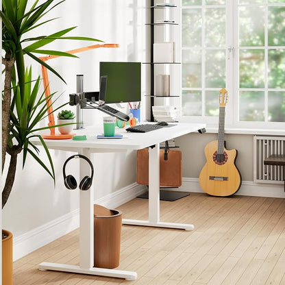 Monomi 55x24 Inch Electric Standing Desk, Height Adjustable Sit Stand up Desk, Work Home Office Computer PC Desk, Gaming Writing Study Bedroom Rising Table, White