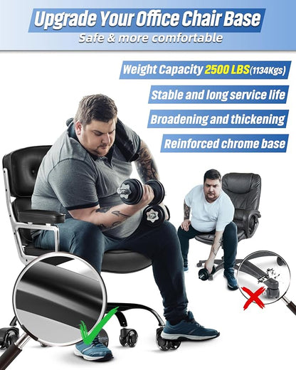 MASTERY MART 28"(70 cm) Metal Heavy Duty Office Chair Base Replacement with 5 Wheels, 2500 Lbs, Desk Chair Gaming Base Replacement Parts, Matte Black