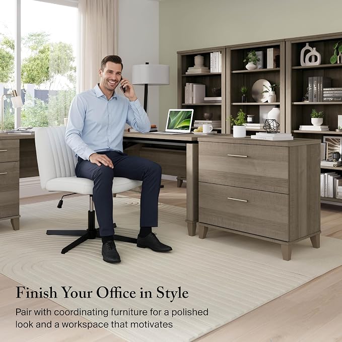 Bush Home 2 Drawer Lateral File Cabinet, Letter and Legal-Size Document Storage for Home or Professional Office, Somerset Collection, Ash Gray