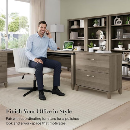 Bush Home 2 Drawer Lateral File Cabinet, Letter and Legal-Size Document Storage for Home or Professional Office, Somerset Collection, Ash Gray