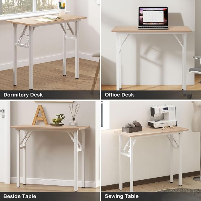 Need Small Desk, 31.5 x 15.7 Inches No Assembly Foldable Writing Table,Sturdy and Heavy Duty Folding Computer Desks for Small Space/Home Office/Dormitory AC5AW(80 * 40)