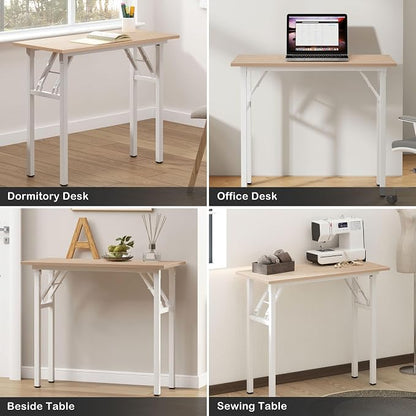 Need Small Desk, 31.5 x 15.7 Inches No Assembly Foldable Writing Table,Sturdy and Heavy Duty Folding Computer Desks for Small Space/Home Office/Dormitory AC5AW(80 * 40)