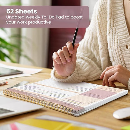 Weekly To Do List Notepad with 52 Undated Sheets（8.5"×11"）- Undated Weekly Planner Notepad for Office Desk Accessories and Supplies - Midnight Lilac