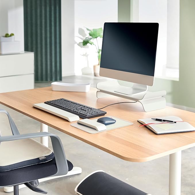 Leitz Ergo 65040085 Adjustable Monitor Stand with 2 Height Settings, 20.8 x 11.2 x 48.3 cm, Light Grey