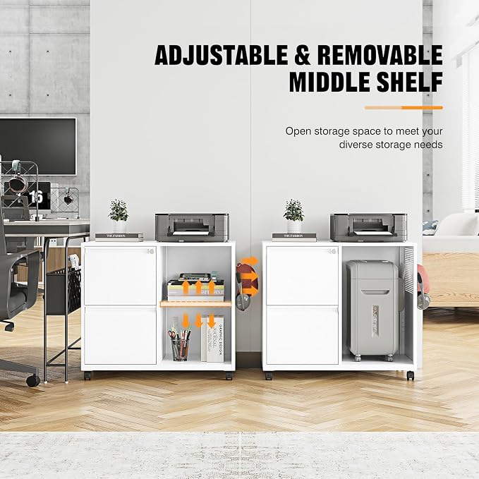 Storage Filing Cabinets Office Drawers White Rolling File Cabinet Printer Stand Lateral Mobile Under Desk Organizer Lateral Filing Cabinet with Wheels Adjustable Shelves Printer Table for Home Office