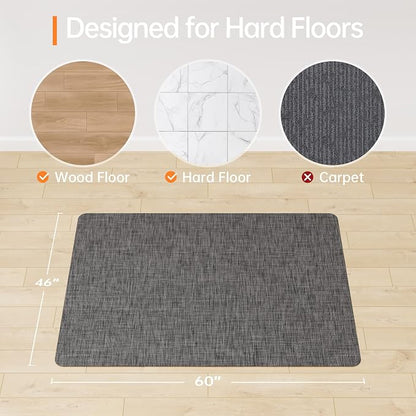 Office Chair Mat, 46" x 60" Computer Chair Mat for Hardwood Floor, Non-Curve Anti Slip Hard Floor Protector for Rolling Chair, PVC Mat Desk Rug for Home Office
