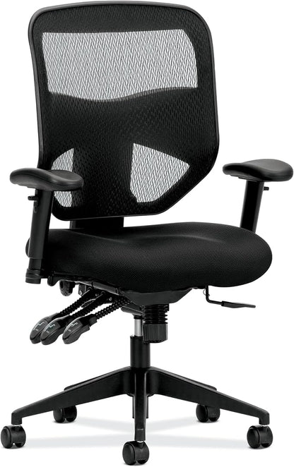 HON Prominent Ergonomic Mesh Office Chair with Adjustable Arms and Advanced Synchro‑Tilt Recline, High Back Desk and Computer Chair for Home Office or Workstation, Lumbar Support, Black