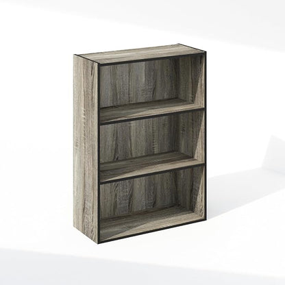 Furinno Simple Book Shelf, 3-Tier Bookshelf, Storage Shelves Bookcase, 9.7 x 23.7 x 31.5, for Living Room, Bedroom, Home Office, French Oak