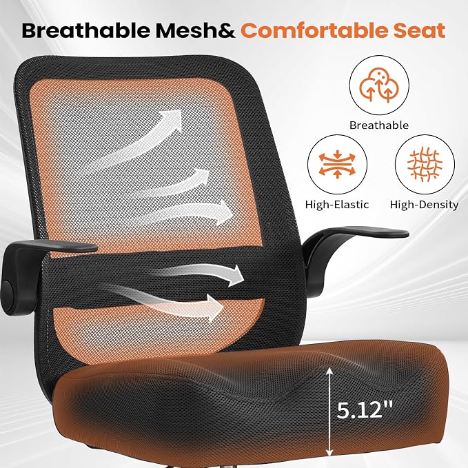 Drafting Chair 500LBS – Tall Office Chair with Adjustable Height & Foot Ring for Standing Desk, Ergonomic Mesh Chair with Flip-Up Armrests, Thick Curved Seat for Home Office & Creative Work